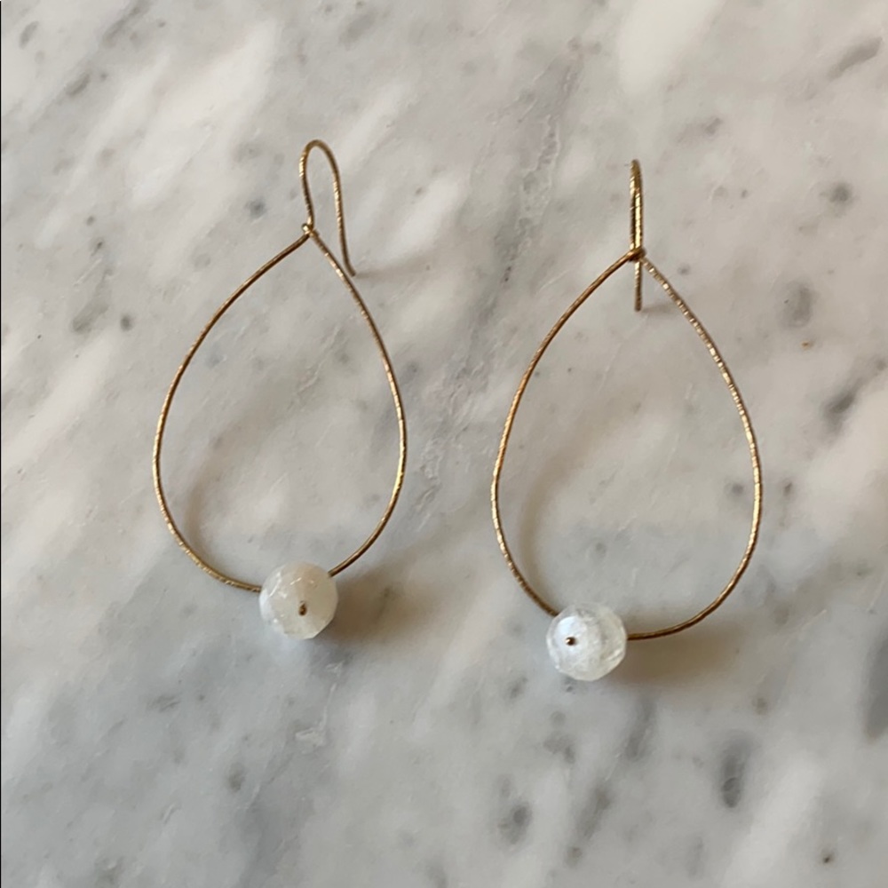 Gold Drop earring with white ball